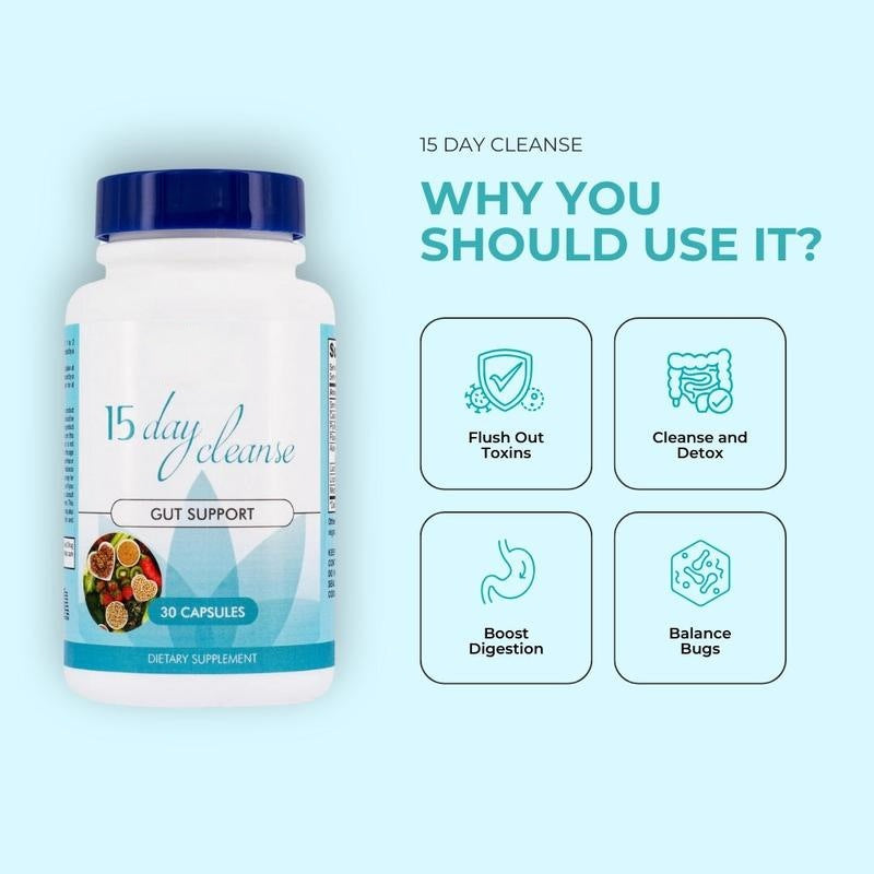 Newest 30 Pills One Bottle TK Hot 15 Day Bowel CLEANSE CAPSULES Constipation & Diarrhea Home Travel Essentials Gifts - V.I.P Digital Presence
