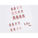 Almond Slant Gold Line Lotus Pink Fake Nails Artificial Professional Material art False Nail Supplies For Professionals - V.I.P Digital Presence
