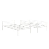Twin metal bunk beds, metal structure bed frame with safety guardrails and 2 ladders, convertible bunk beds, white - V.I.P Digital Presence