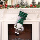 Christmas Day Decoration Red Black White Grid Faceless Forester Christmas Socks Dwarf Hanging Doll Candy Gift Bag - V.I.P Digital Presence