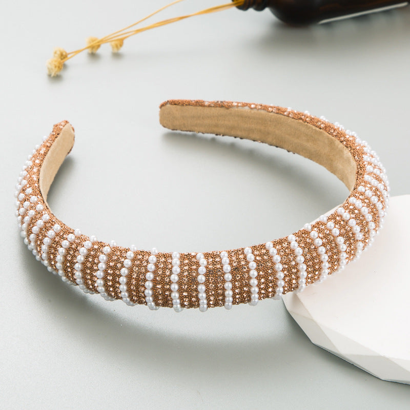 New Full Diamond Headband Pearl Rhinestone Fashion Headband Versatile Hair Accessories For Going Out - V.I.P Digital Presence