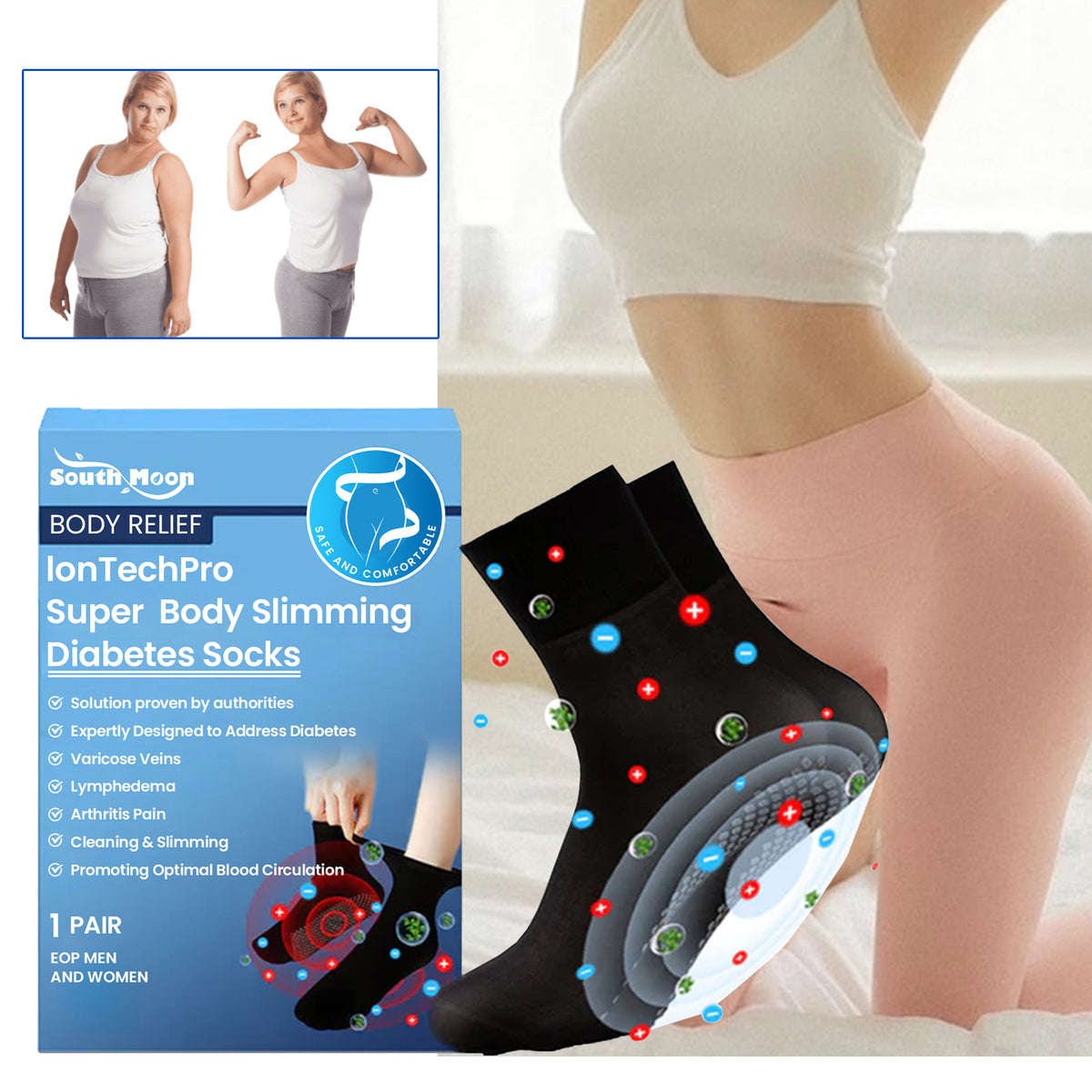 Lon Tech Pro Super Body Slimming Diabetes Socks, Breathable Soft And Comfortable Non-slip Foot Care Socks - V.I.P Digital Presence