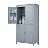 Bathroom floor storage cabinet, bathroom storage cabinet, 4-door independent cabinet, adjustable shelf, adaptive shelf, gray - V.I.P Digital Presence