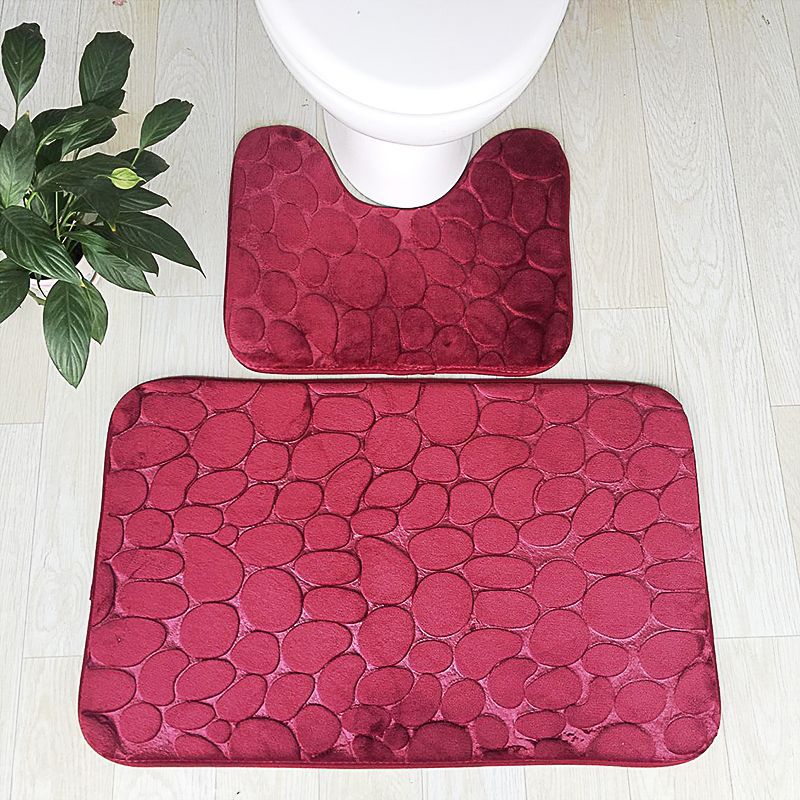 Embossed Stone Two-Piece Bathroom Toilet Floor Mat PVC Non-Slip Absorbent Carpet Door Mat - V.I.P Digital Presence