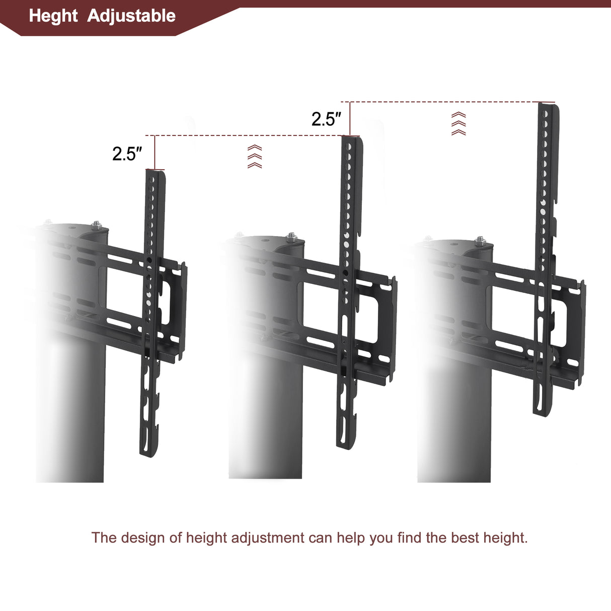 35.4 inch Black Multi-function TV Stand Height Adjustable Bracket Swivel 3-Tier - V.I.P Digital Presence