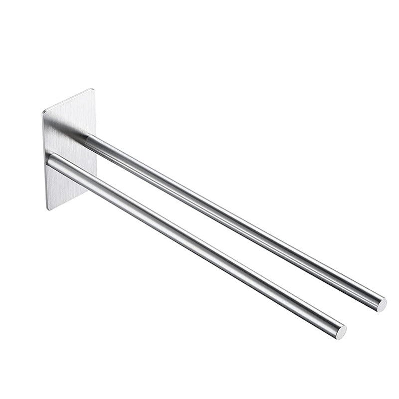 Self Adhensive Towel Rail W/O Drilling Bathroom Towel Bar Stainless Steel Two-Arm Towel Holder - V.I.P Digital Presence
