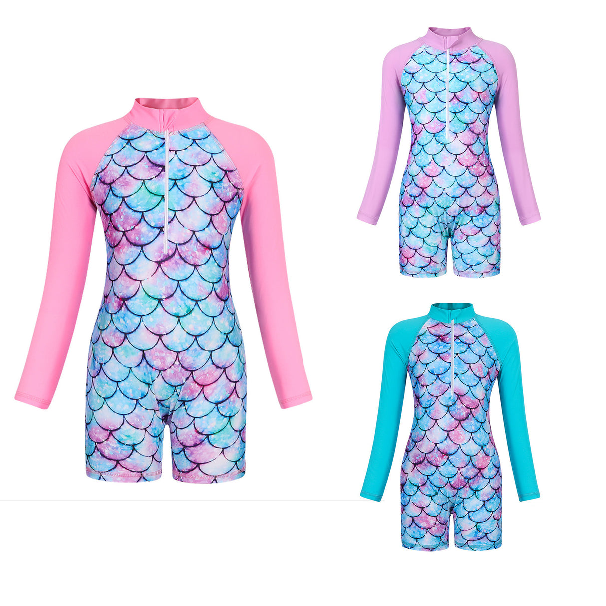 children's sun protection surfing suit girls' swimsuit long sleeved quick drying girls' one-piece mermaid swimsuit - V.I.P Digital Presence
