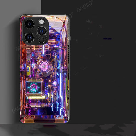 Trendy Cool Circuit Board Phone Case Apple 14 Glass Case iPhone 15 Protective Cover - V.I.P Digital Presence
