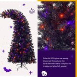 6FT artificial fir curved top Halloween tree, with 1080 lush branch tips and 300 LED lights in a Christmas and Halloween style - V.I.P Digital Presence