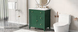 30" Bathroom Vanity with Sink Top, Bathroom Vanity Cabinet with Door and Two Drawers, Solid Wood Frame, One Package, Green - V.I.P Digital Presence