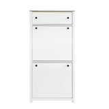 ONTREND with 2 flip drawers, top shoe cabinet with drawers, independent shoe rack with adjustable panel, white - V.I.P Digital Presence