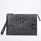 A4 Men's Genuine Leather Underarm Bag Zipper Cowhide Crocodile Pattern Men's Mobile Phone Bag - V.I.P Digital Presence