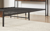 Bed frame with charging station full size, Rustic Brown, 83.1'' L x 56.1'' W x 39'' H - V.I.P Digital Presence