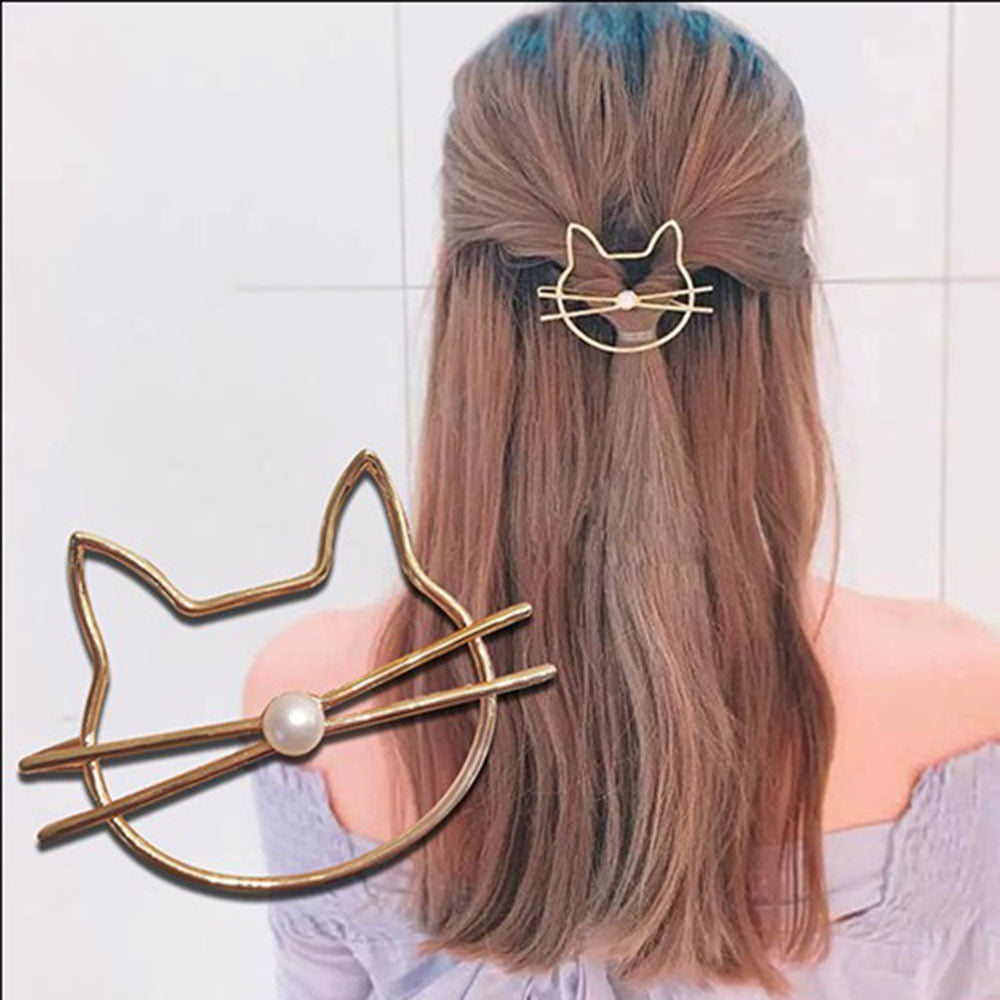 Fashion Hollow Cute Cat Hair Pin Imitation Pearl Hairpin Hair Side Clip Hair Accessories Hair Barrette For Women Girl Gifts - V.I.P Digital Presence