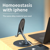 Soporte magnético para teléfono de escritorio, de aleación de aluminio, con carga inalámbrica, portátil, plegable y giratorio, con soporte Magsafe