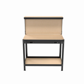63" Tools Cabinet Working Tables Workbench Tool Storage Workshop Table with Drawers and Pegboard - V.I.P Digital Presence
