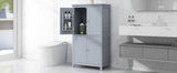 Bathroom floor storage cabinet, bathroom storage cabinet, 4-door independent cabinet, adjustable shelf, adaptive shelf, gray - V.I.P Digital Presence