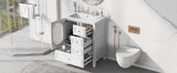 30" Bathroom Vanity with Sink, Bathroom Vanity Cabinet with Three Drawers and Door, Solid Wood and MDF, White - V.I.P Digital Presence