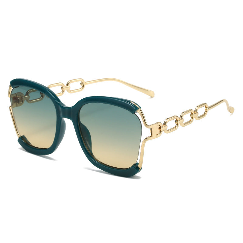 Chains Sunglasses European and American Street Photography Fashion Trend Metal Hollow Brushed Glasses UV400 - V.I.P Digital Presence