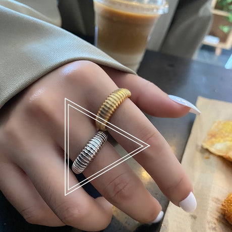 Temperament spiral pattern metal texture open index finger ring Hong Kong style anchor jewelry - V.I.P Digital Presence