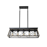 5-Light Farmhouse Chandeliers for Dining Room Metal Rustic Pendant Island Light  Modern Rectangular Island Lights (No Bulbs)