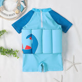 Boys' buoyancy swimsuit boys' short-sleeved one-piece swimsuit children's infant swimming swimsuit - V.I.P Digital Presence