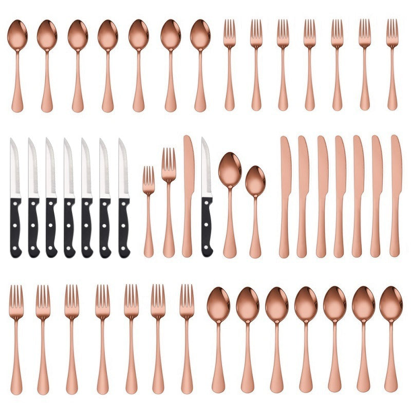 Stainless Steel Cutlery 48 Pcs Set Western Steak Knife Dinner Knife Main Dish Spoon Fork Dessert Spoon Set - V.I.P Digital Presence