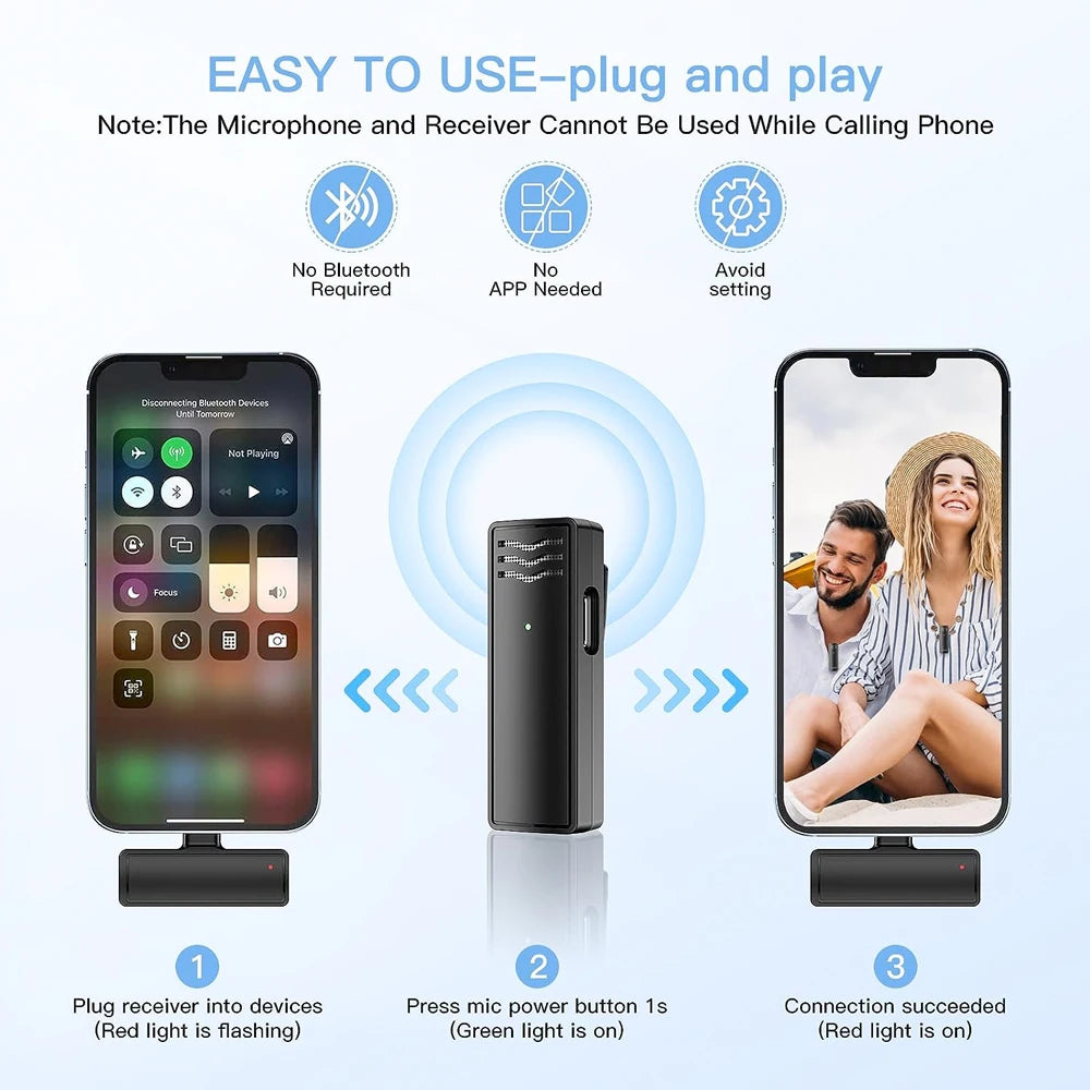 Wireless lavalier microphone for live recording intelligent noise reduction multifunctional portable small microphone - V.I.P Digital Presence