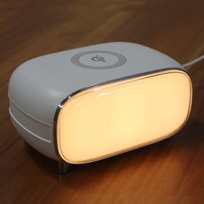 Creative wake-up alarm clock with QI wireless charging stylish atmosphere light clock sunset sleep night light table lamp - V.I.P Digital Presence
