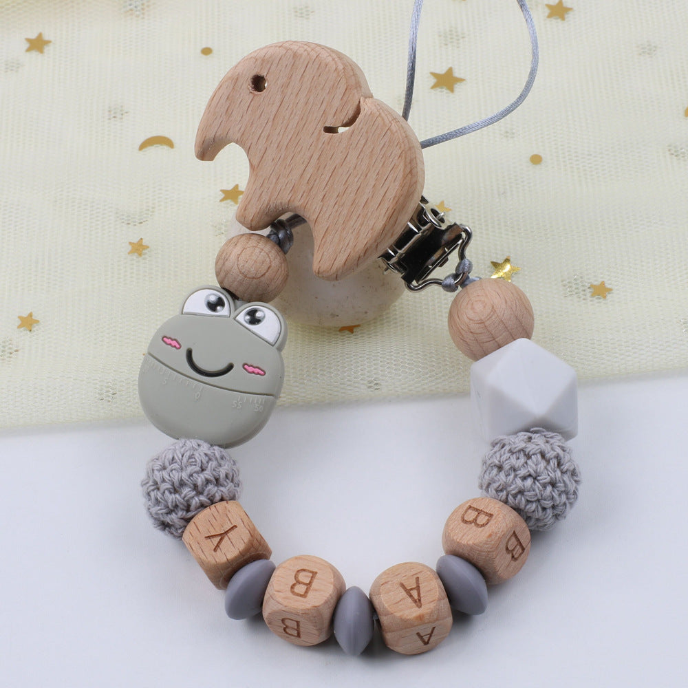 Cadena de silicona para chupete de bebé con diseño de rana de dibujos animados, cadena de pegamento para dientes de haya, juguete anticaída 
