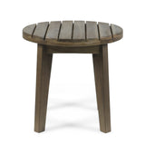 Outdoor 16" Acacia Wood Side Table, Gray Finish - V.I.P Digital Presence