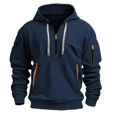Half zip hoodie hooded sweatshirt with multiple pockets zipper pullover for men's sports and casual sweatshirt for men - V.I.P Digital Presence