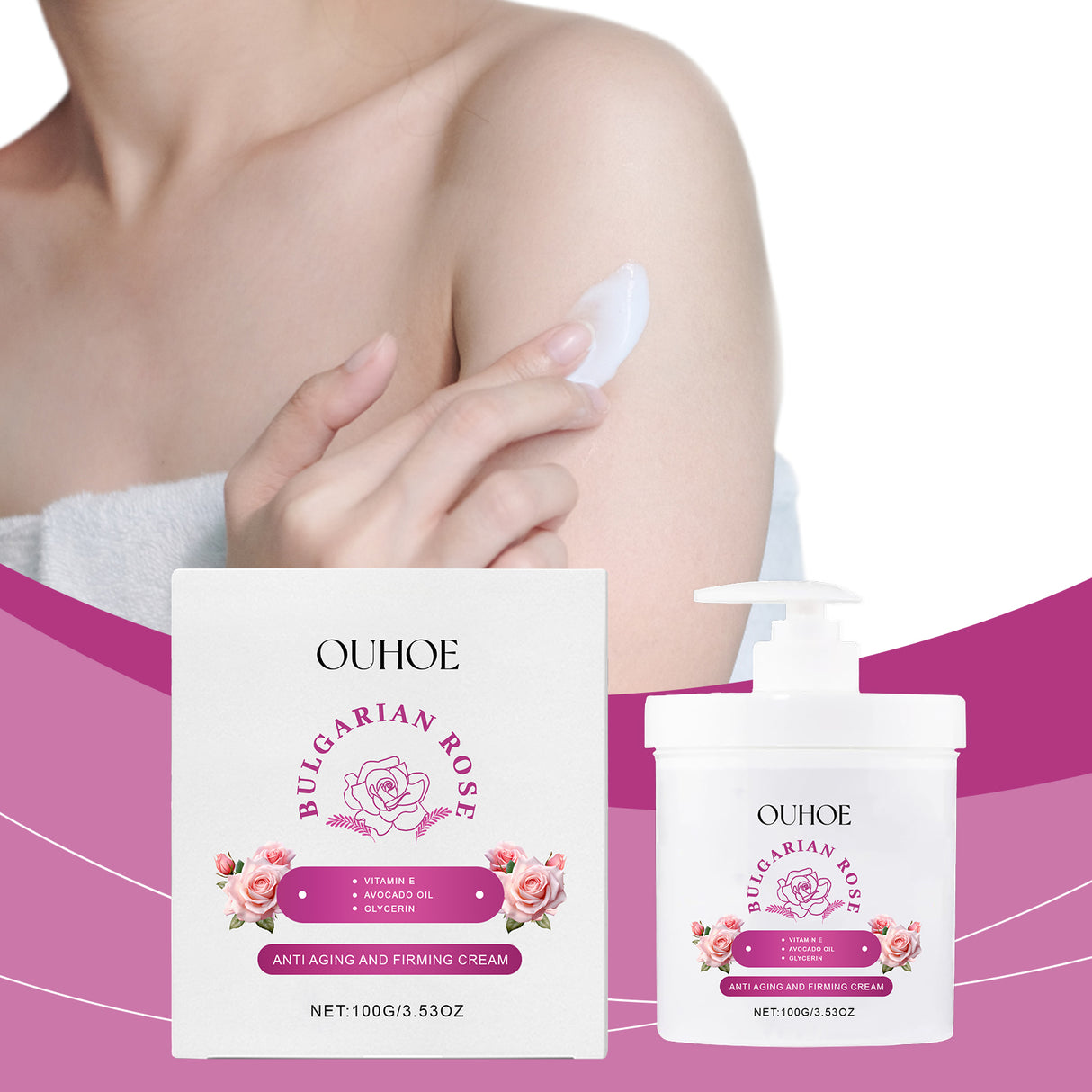 Crema hidratante reafirmante de rosas, hidratante e iluminadora, reparadora para pieles con líneas de expresión.
