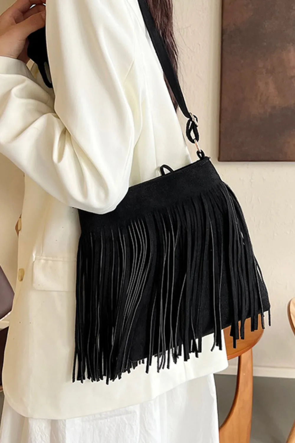 Suede Fringe Shoulder Bag - V.I.P Digital Presence