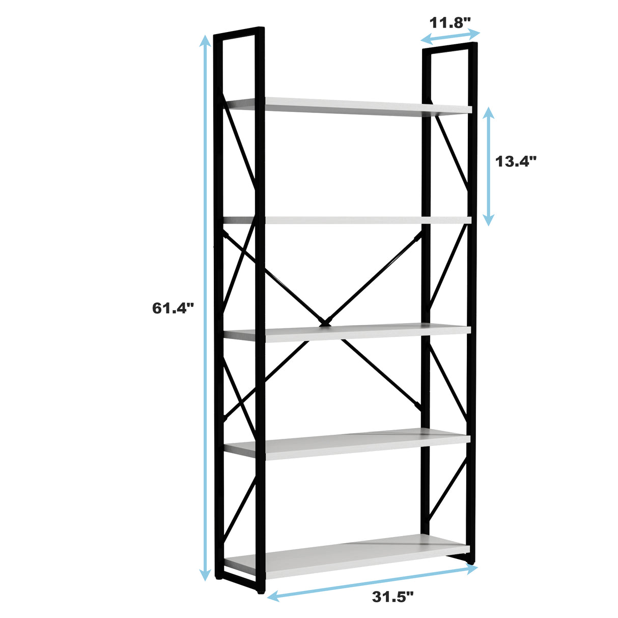 5-Tier Bookshelf, Freestanding White Book Shelf Modern Minimalist Open Display Storage Book Shelves Standing Shelving Unit White - V.I.P Digital Presence