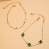 Double layer lucky five petal flower five leaf grass foot chain suit design sense flower shaped chain - V.I.P Digital Presence