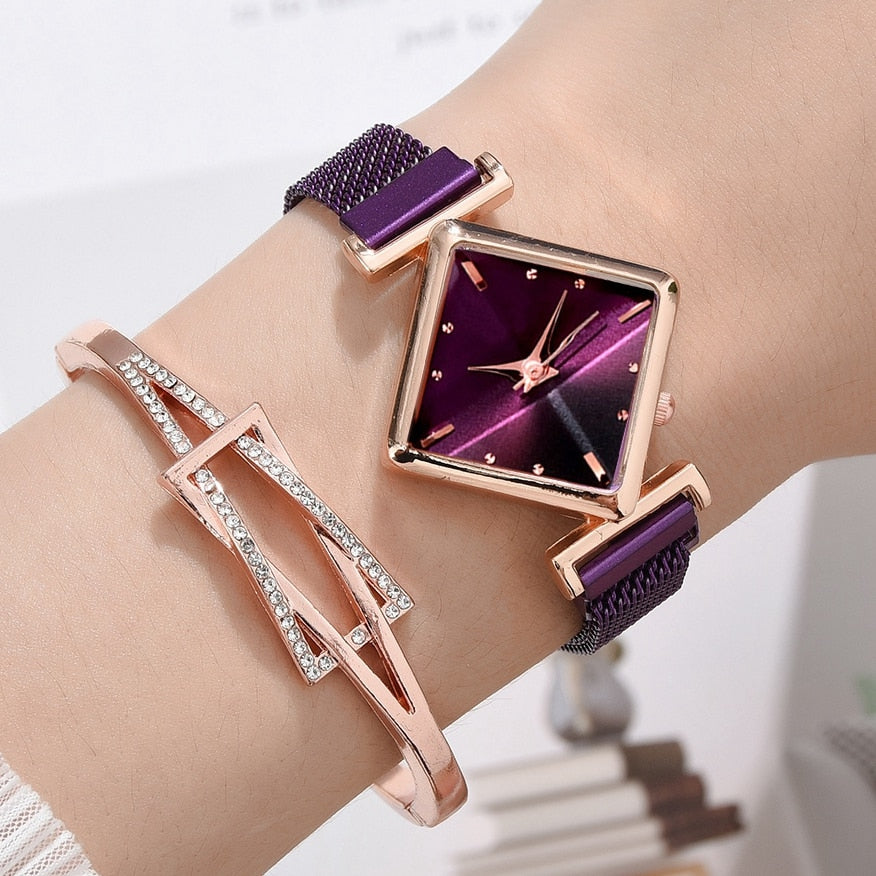 Women Square Watch Luxury Ladies Quartz Magnet Buckle Gradient Color Watches Relogio Feminino For Gift Clock - V.I.P Digital Presence