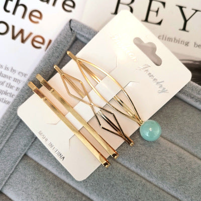 4PCS Korea Fashion Metal Hairpins Imitiation Pearl Colorful Beads Hair Clips for Women Irregular Geometric Hair Accessories - V.I.P Digital Presence