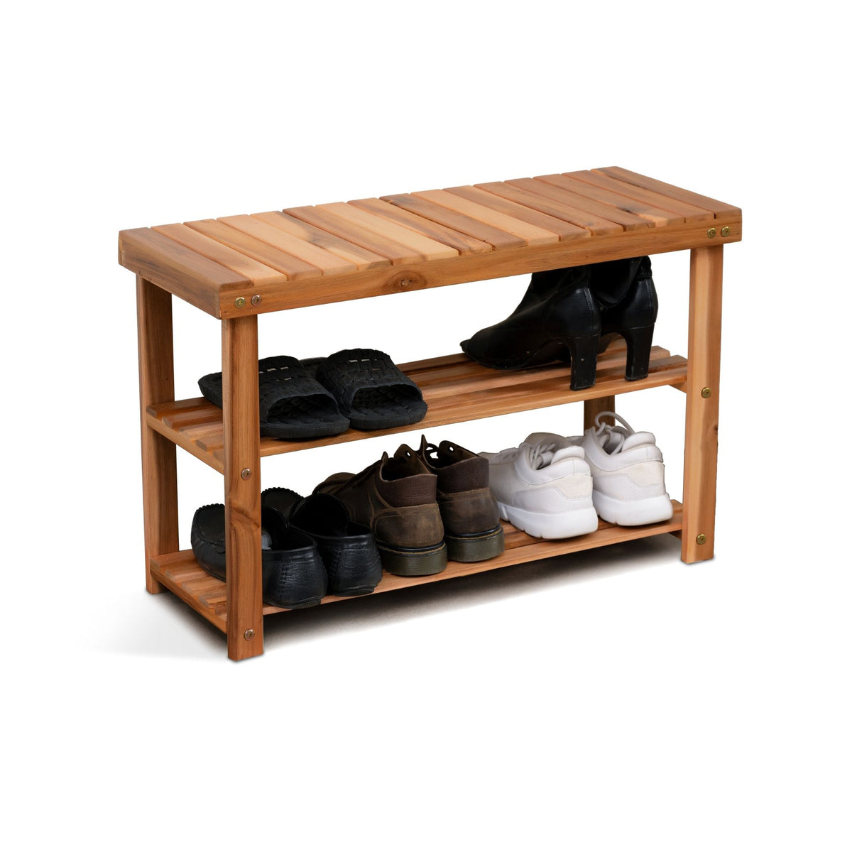 Acacia Wood Shoe Rack Bench Strong Weight Bearing Upto 200 LBS Best Ideas For Entryway Frontdoor Bathroom, Natural Color. - V.I.P Digital Presence
