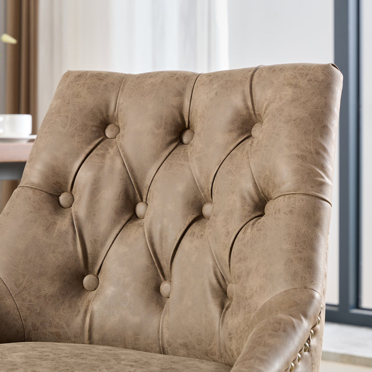 Medieval retro style sheepskin patterned home office chair with lifting, rotating, and tilting functions, brown - V.I.P Digital Presence