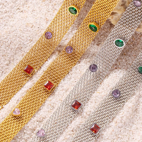Geometric Colorful Zircon Necklace Titanium Steel PVD Plated Non Fading Jewelry - V.I.P Digital Presence