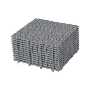 12 x 12 inch gray interlocking deck tiles, plastic waterproof pebble pattern, pack of 12 pieces - V.I.P Digital Presence