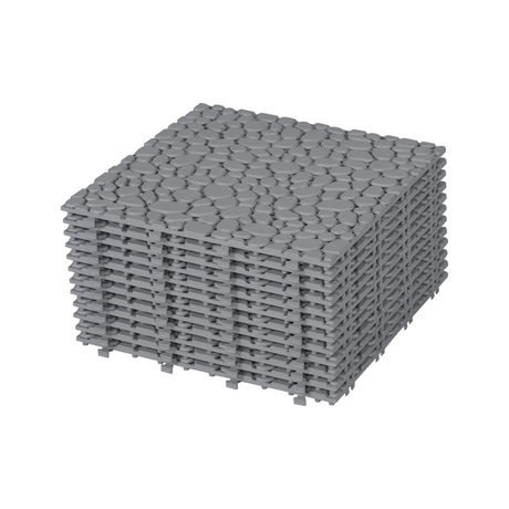 12 x 12 inch gray interlocking deck tiles, plastic waterproof pebble pattern, pack of 12 pieces - V.I.P Digital Presence