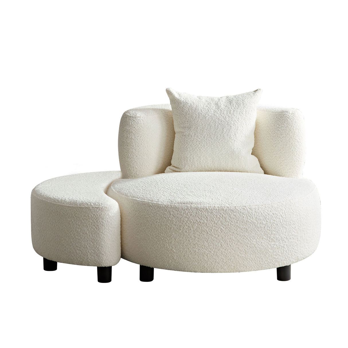 Modern Chair, Single Teddy Fabric Sofa Chair with Ottoman Foot Rest Comfy chair for Living Room Bedroom and Office,Beige - V.I.P Digital Presence