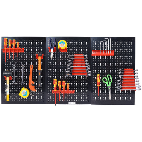 4-foot metal garage nail board tool rack with 3 nail board wall mounted tools for storing nail boards, black - V.I.P Digital Presence