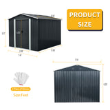 8ft x 10ft Outdoor Metal Storage Shed with Floor Base Black - V.I.P Digital Presence