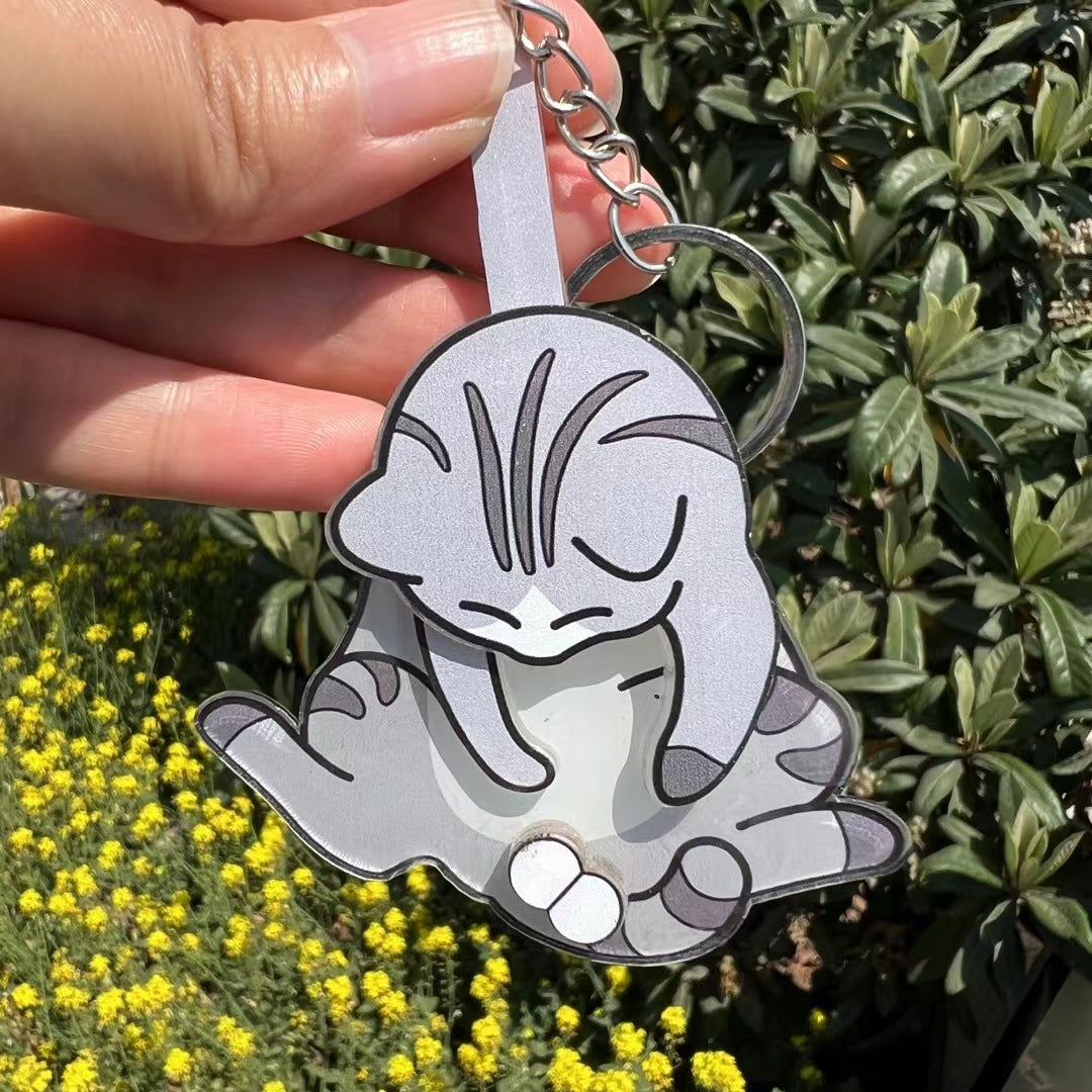 Creative Pulling and Playing Egg Cat Keychain Pendant Cute and Bizarre Spinable Bag Pendant - V.I.P Digital Presence
