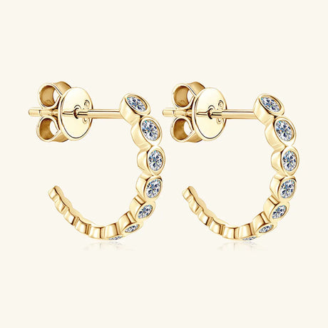 Inlaid Moissanite 925 Sterling Silver C-Hoop Earrings - V.I.P Digital Presence