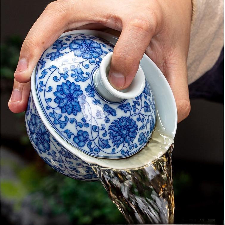 Ceramic set, three talents, covered bowl, old clay, retro kung fu tea set, tea bowl, underglaze tiger cup, Jingdezhen - V.I.P Digital Presence