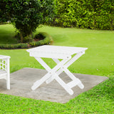 Outdoor Folding Wooden Side Table, White, 15"D x 22.75"W x 18.25"H - V.I.P Digital Presence